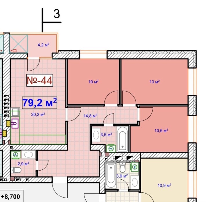 3-к квартира з балконом. Кухня 20 м. + 3 спальні. Центральний парк! - фото 1