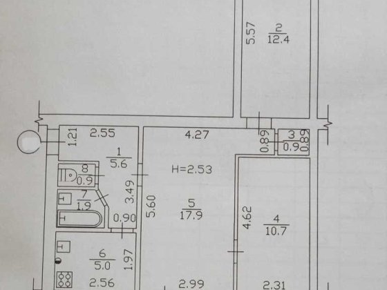 Продаж 3к Зигіна 4/5 Розд.кім  житловий стан 60 м2 №8766 Полтава