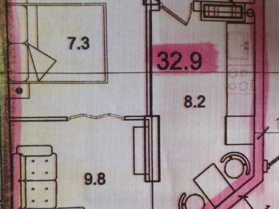 1кім. кварт.  32,9 м2 (4-й пов.) Cмакули-Київська Тернополь