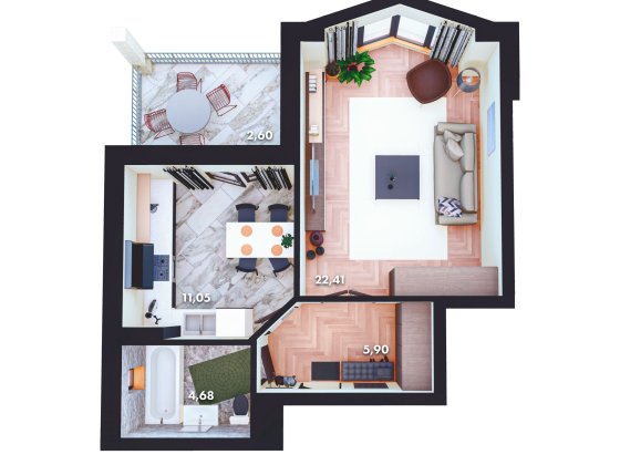 СМ 1-кім. новобудова, 45,5м2. центр м. Чернівці, ОК Шептицького . Чернівці