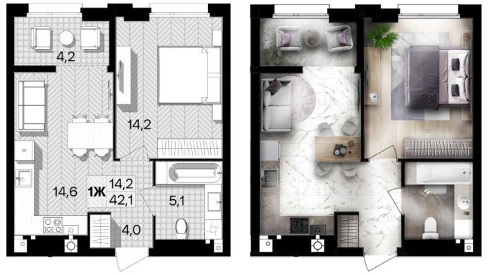 Продаж 1-кімнатної квартири в ЖК Лаванда парк, Тяжилів - фото 1