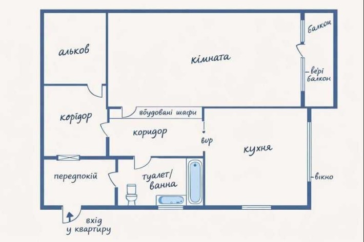 1-кімн.крупногабаритна квартира.Елітний р-н.Центр.Набережна.2/9 поверх - фото 1