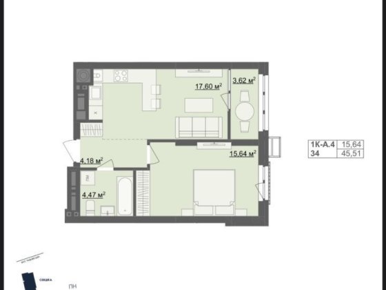 1-кімнатна квартира ЖК «Рівер Сіті» Житомир