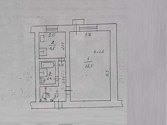1-кімнатна квартира на Таїрова. 4й поверх. Газ. Готова для ремонту Одесса