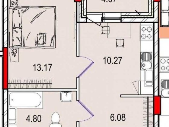 1-кімнатна квартира 36 м² • ЖК Derby • 13 поверх • Вільне планування Одесса