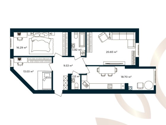 Велика простора 3-кімнатна квартира 83,71 м² єОселя Європейські Липки Софіївська Борщагівка