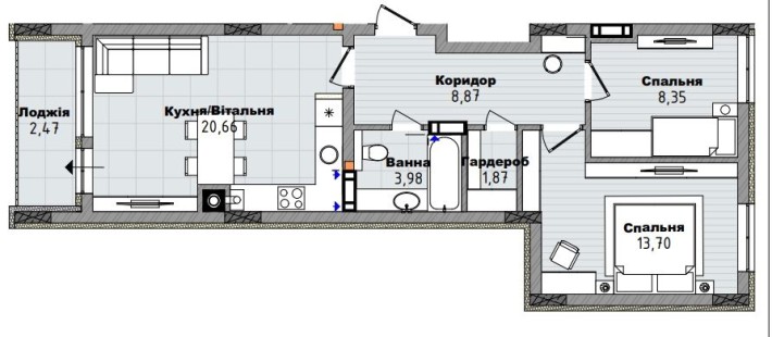 2кім. в новобудові «Сан-Марко» вул. Трускавецька - фото 1