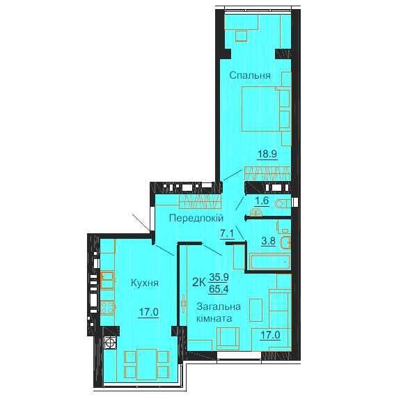 Велика 2К квартира 62.0м   ЖК Львівський Маєток - фото 1