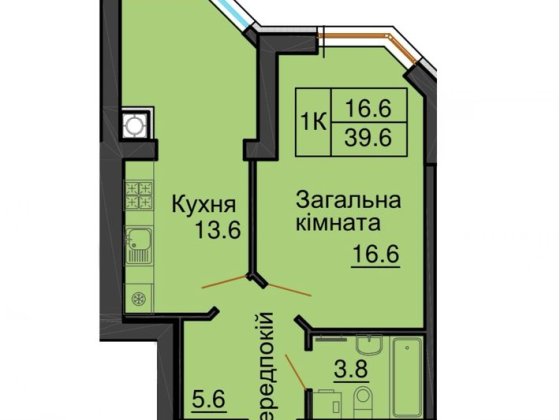 Продаж однокімнатної квартири 40.5 м2 в ЖК Софія Резиденс Софіївська Борщагівка