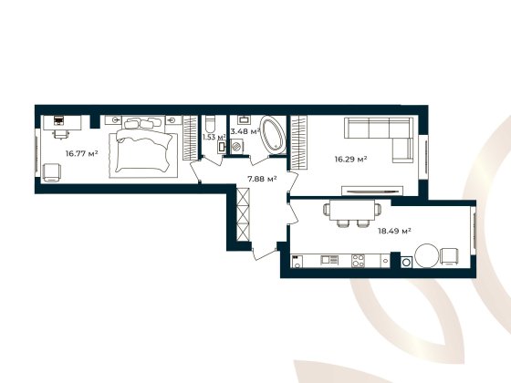 ПРОСТОРА 2к двокімнатна квартира-розпашонка 64,46 м² Європейські Липки Софіївська Борщагівка