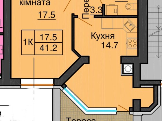 1 к кв. з терасою 7 м2 від забудовника Мартинова А.М. ЖК Софія Клубний Софиевская Борщаговка