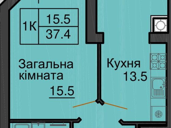 Єселя - так! 38,2 м2 однокімнатна квартира ЖК Софія Клубний Софіївська Борщагівка