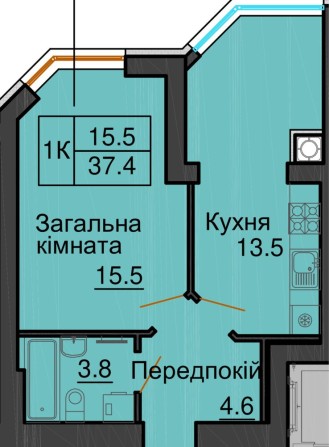 Єселя - так! 38,2 м2 однокімнатна квартира ЖК Софія Клубний - фото 1