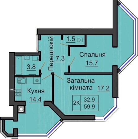 Двокімнатна квартира з документами 61,3 м2. Акційна пропозиція ! - фото 1