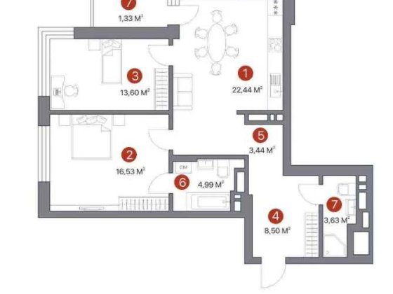 Продам 2к квартиру в ЖК 7Квартал 78,5 кв м  1320$/1м Вартість 103999$ Київ