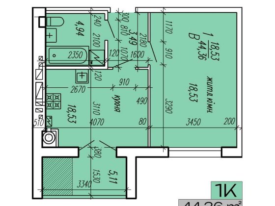 1-кімнатна квартира (нова) Каменец-Подольский