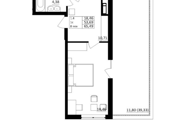 Продаж квартири з терасою 65,49м² Обухів