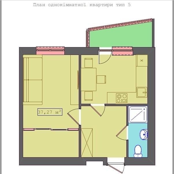 Однокімнатна квартира сщ. Попільня вул. Садова, 3 - фото 1