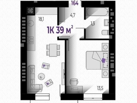 Готова 1 кімнатна жк краківський каскад позитрон вовчинці Вовчинець