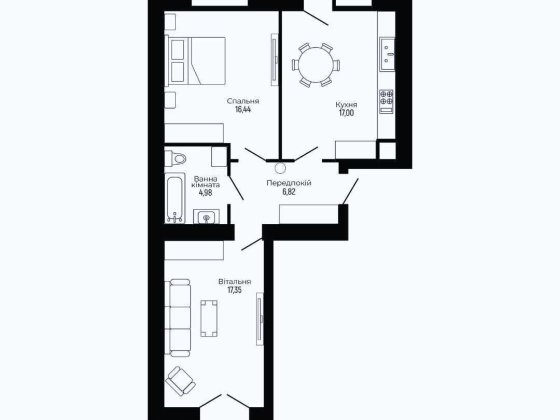 Двокімнатна квартира, с. Крихівці Крихівці