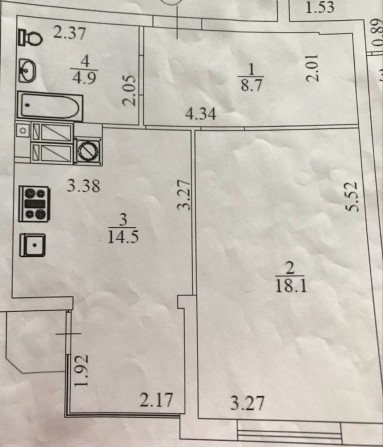 Велика 1 кімнатна квартира 47м2! ЖК На Прорізній! Газ! Балкон! - фото 1