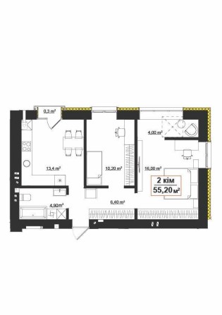 Опришівська Слобода.ОСТАННЯ! двокімнатна 55,2м з ФРАНЦУЗЬКИМ балконом! - фото 1