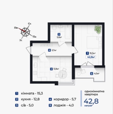 Простора 1-кімнатна в ЖК «Козацький» Комфорт та якість - фото 1