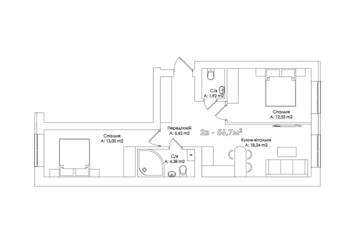 2-Кімн квартира по гарячій ціні, Центр, Індивід опалення - фото 1
