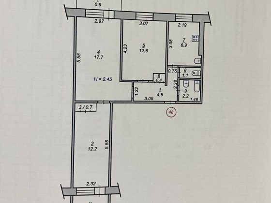 Продам 3-х кімнатну квартиру на мікр.  7 Зарічний Кривий Ріг