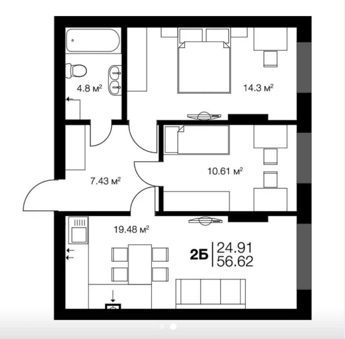 Двокімнатна квартира 59 м2! Ірпінь, готовий будинок! 15 хв до метро - фото 1