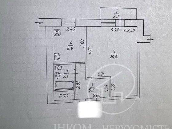 1к квартира 39м, в цегляному будинку Сумы