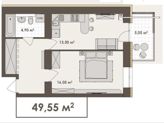 Продаж 1 кімнатної квартири в новобудові Вінниця