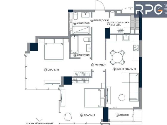 ВИД НА МІСТО 2-к квартиру 86м² в ЖК А136 Highlight Tower Є Генератор Київ