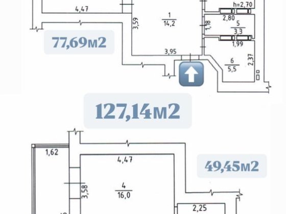 Продаж квартир  2+1 з панорамним видом на р.Дніпро Черкаси