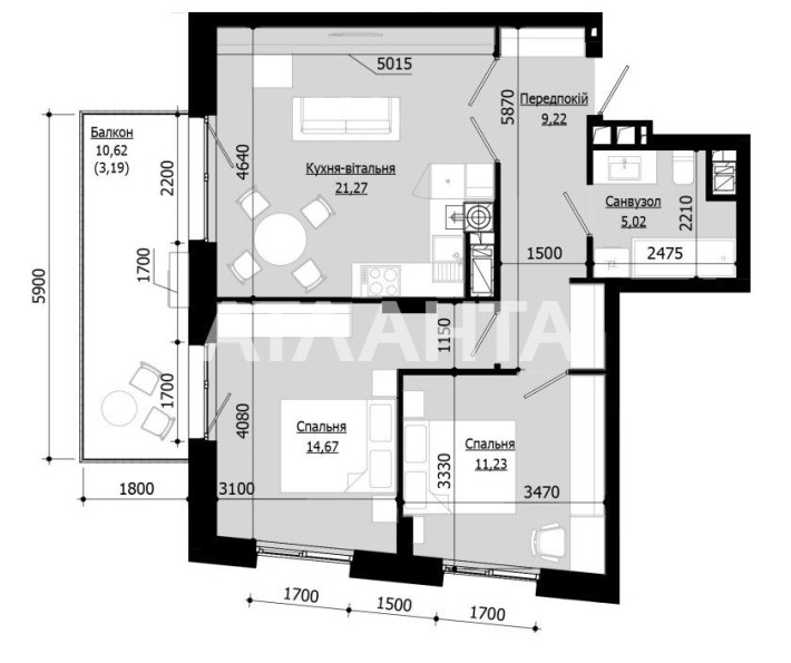 Продаж 2-кім квартири, ЖК Soul Park, 1 черга, південна сторона - фото 1