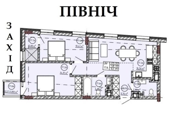 Квартира 62,35м2 на первинці - чудове планування (власник, не ріелтор) Львів