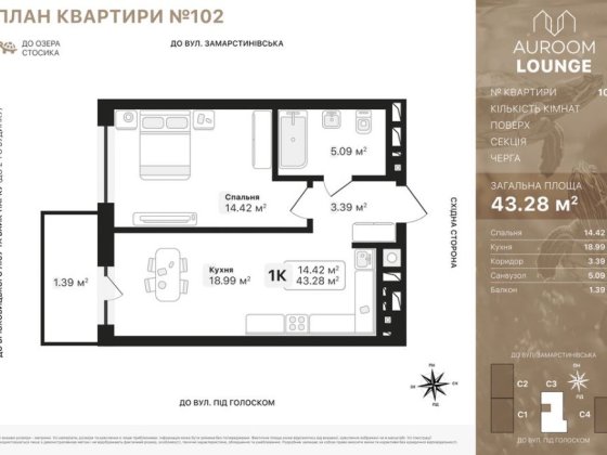 1к квартира аурум лаунж Львів