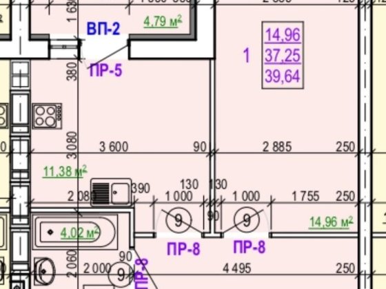 Продам 1 комнатную квартиру ЖК Валентиновская, 40м2, 7/9 этаж VW Харків