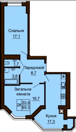 Двокімнатна квартира 67,7 м2. Жк Софія Сіті . Державні програми. - фото 1