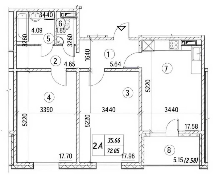 Продаж 2-кімнатної квартири  72.05м² в ЖК «Деснянський», 2 будинок - фото 1