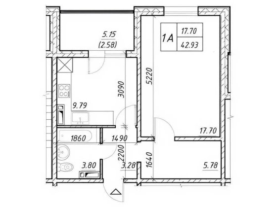 Продаж 1 кімн квартири 42.93м в ЖК «Деснянський» (2будинок) Киев