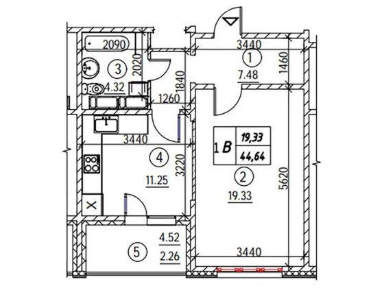 1к квартира 44.64м по вул Коноплянська, 22 ЖК Навігатор - 2 Киев