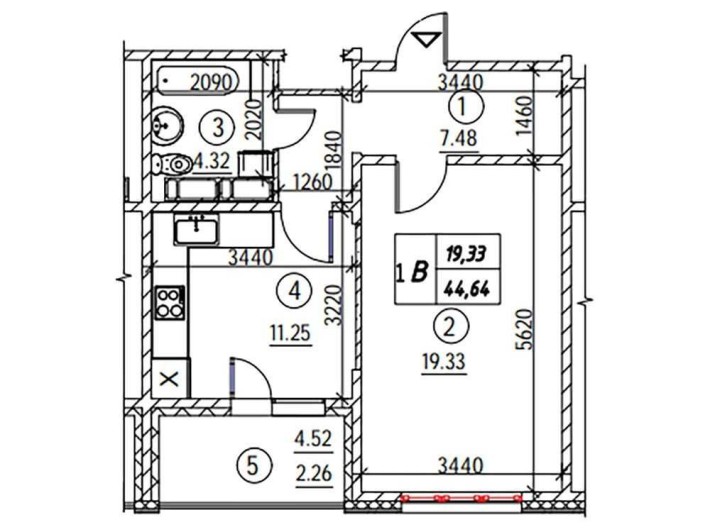 1к квартира 44.64м по вул Коноплянська, 22 ЖК Навігатор - 2 - фото 1