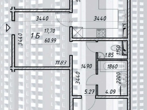 Продаж 1 кімн квартири 60.99м в ЖК «Деснянський» Киев