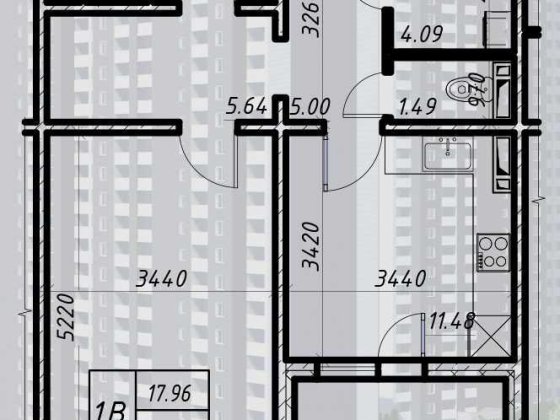 Продаж 1-кімнатної квартири 48.24 м² в ЖК «Деснянський» Киев