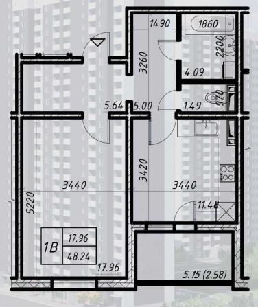 Продаж 1-кімнатної квартири 48.24 м² в ЖК «Деснянський» - фото 1