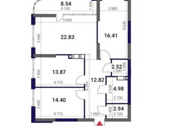 Трикімнатна квартира на 4 поверсі ЖК Great площа 99,31м2 Киев