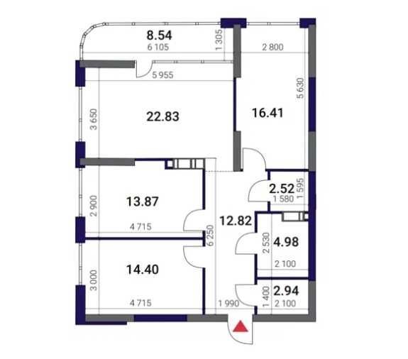 Трикімнатна квартира на 4 поверсі ЖК Great площа 99,31м2 - фото 1