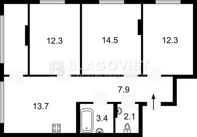 Ростиславська 5 А. Продаж 3 кім. квартири з документами. - фото 1