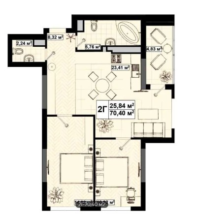3-Кімнатна, 70 кв.м, 3-ПОВЕРХ, сучасний будинок, ЖК UNO - фото 1
